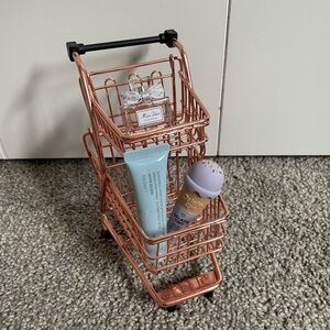Mini Rose Gold Shopping Cart Makeup Storage